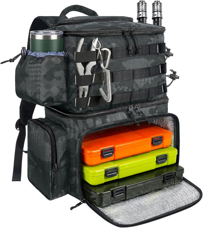 MATEIN Fishing Backpack, Water Resistant Tackle Storage Bag for Men (Camouflage)