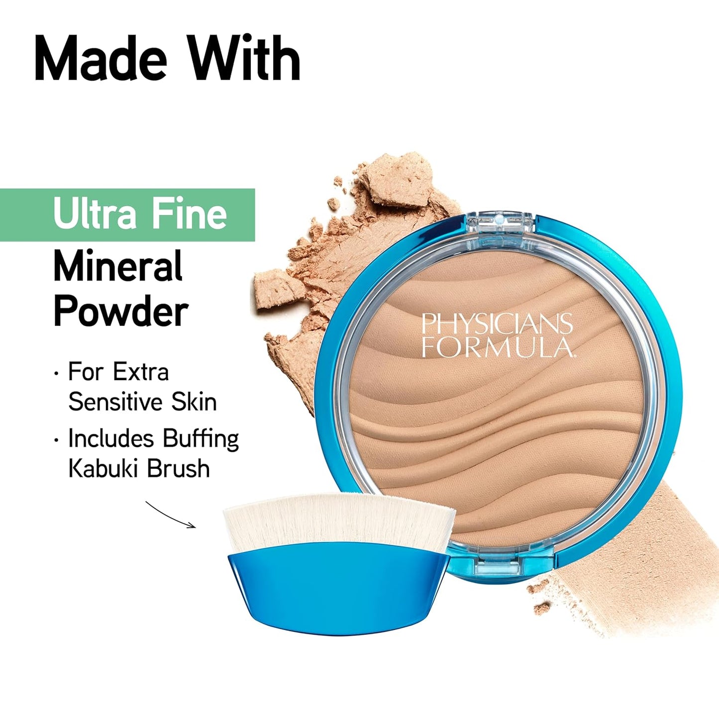 Physicians Formula Mineral Wear Talc-Free Airbrushing Pressed Powder, Full Coverage Mineral Face Powder for Sensitive Skin