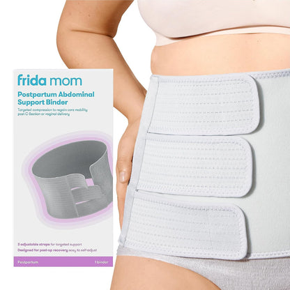 Frida Mom Belly Binder, Postpartum Essentials for Natural and C-Section Recovery, Adjustable Compression Wrap..