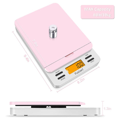 Fuzion Digital Postal Scale, 86lb x 0.1oz Shipping Scale for Packages, Pink