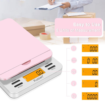 Fuzion Digital Postal Scale, 86lb x 0.1oz Shipping Scale for Packages, Pink