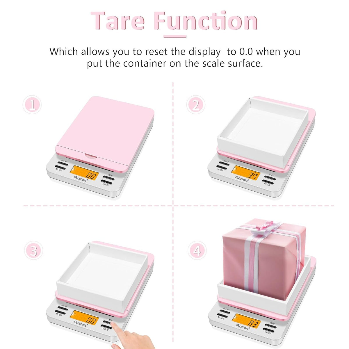 Fuzion Digital Postal Scale, 86lb x 0.1oz Shipping Scale for Packages, Pink