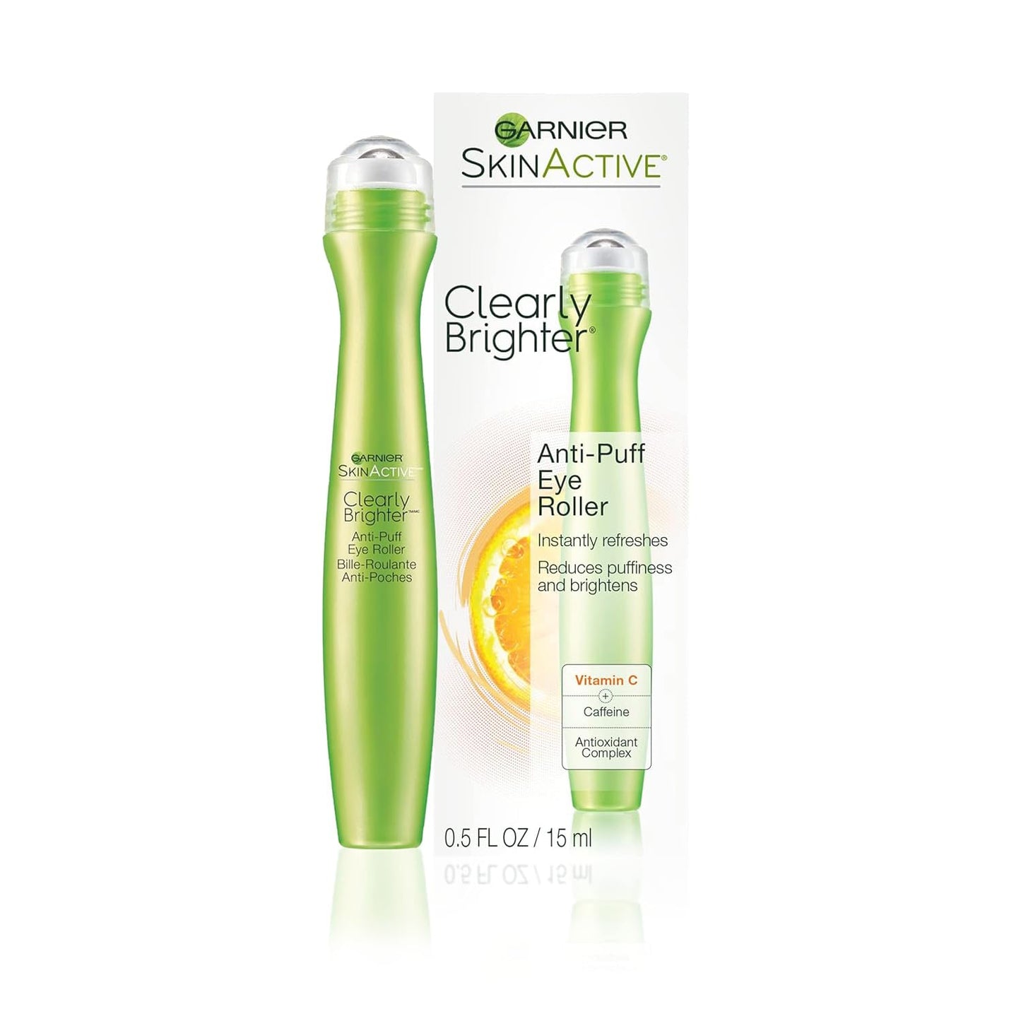 Garnier Clearly Brighter Anti-Puff Eye Roller, Dark Circles Under Eye Treatment with Caffeine and Vitamin C..