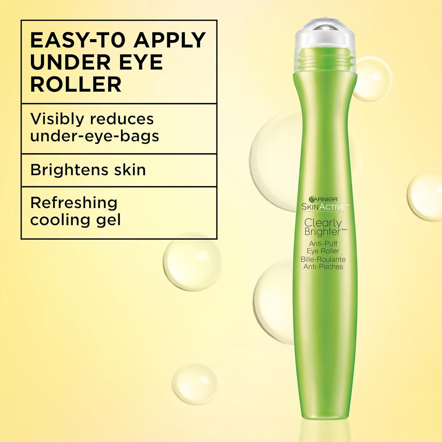 Garnier Clearly Brighter Anti-Puff Eye Roller, Dark Circles Under Eye Treatment with Caffeine and Vitamin C..