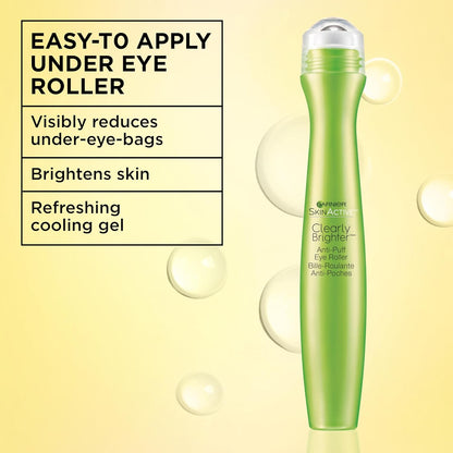 Garnier Clearly Brighter Anti-Puff Eye Roller, Dark Circles Under Eye Treatment with Caffeine and Vitamin C..