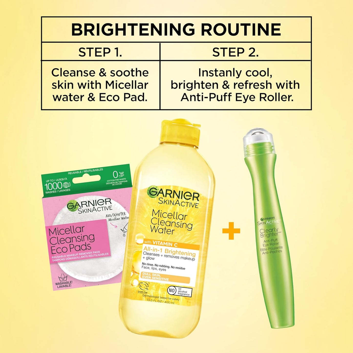 Garnier Clearly Brighter Anti-Puff Eye Roller, Dark Circles Under Eye Treatment with Caffeine and Vitamin C..