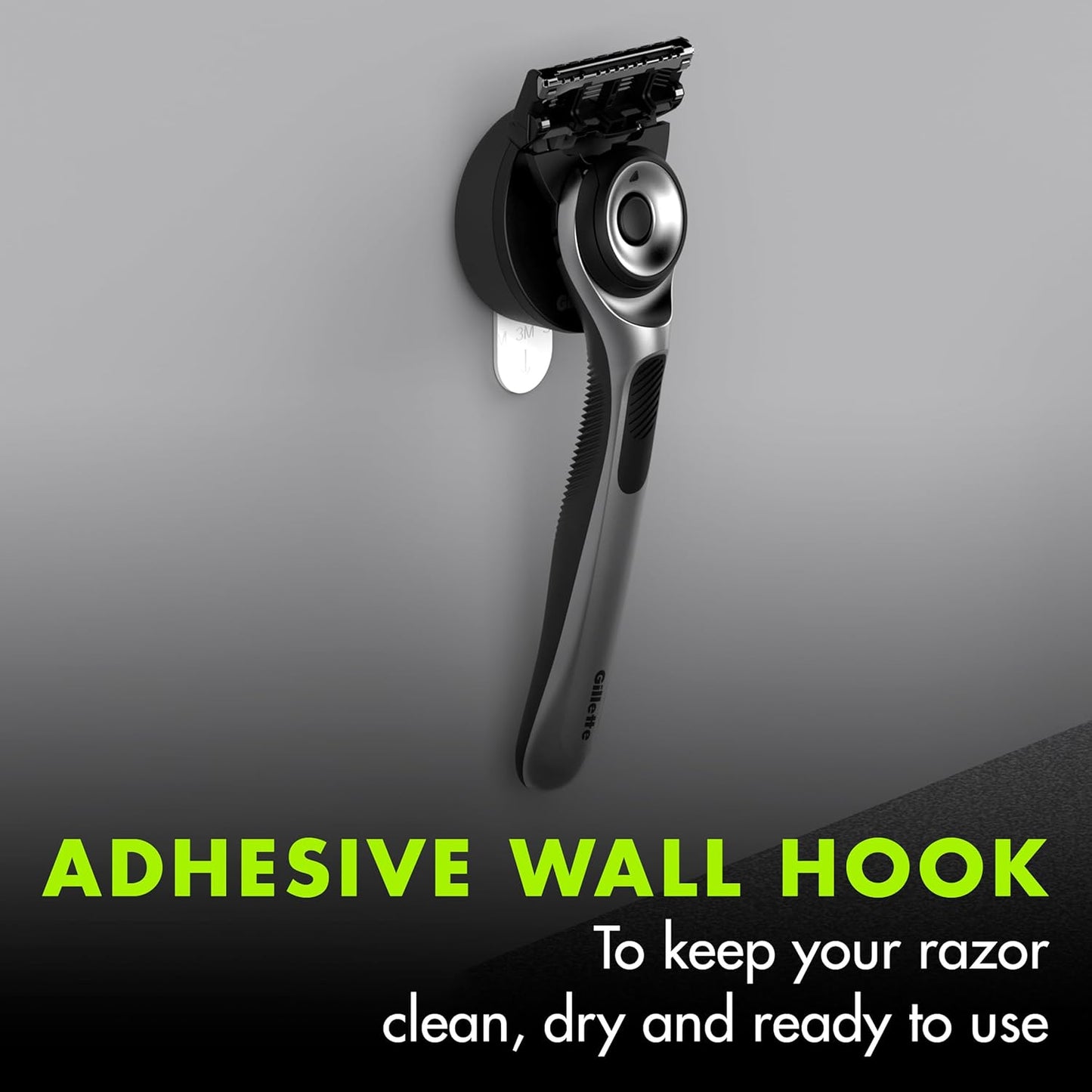 Gillette Labs Men's Razor Set, 1 Shower Hook, 1 Handle, 2 Blade Refills, Silver and Black