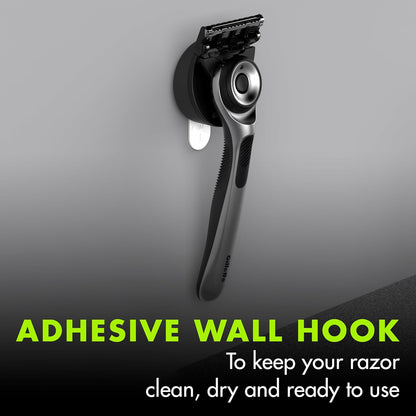 Gillette Labs Men's Razor Set, 1 Shower Hook, 1 Handle, 2 Blade Refills, Silver and Black