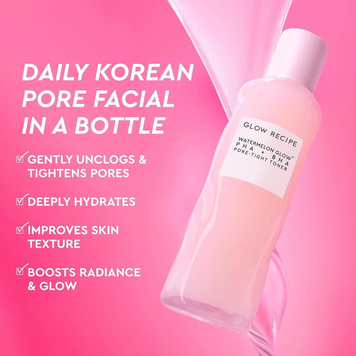 Glow Recipe PHA + BHA Face Toner, Korean Exfoliating Toner for Pores