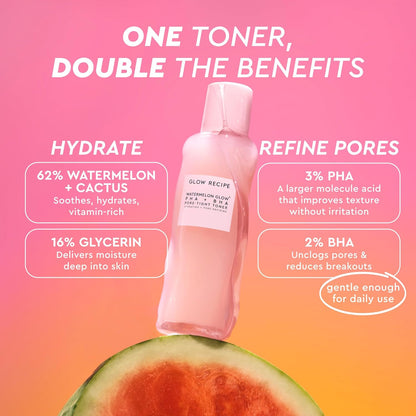 Glow Recipe PHA + BHA Face Toner, Korean Exfoliating Toner for Pores