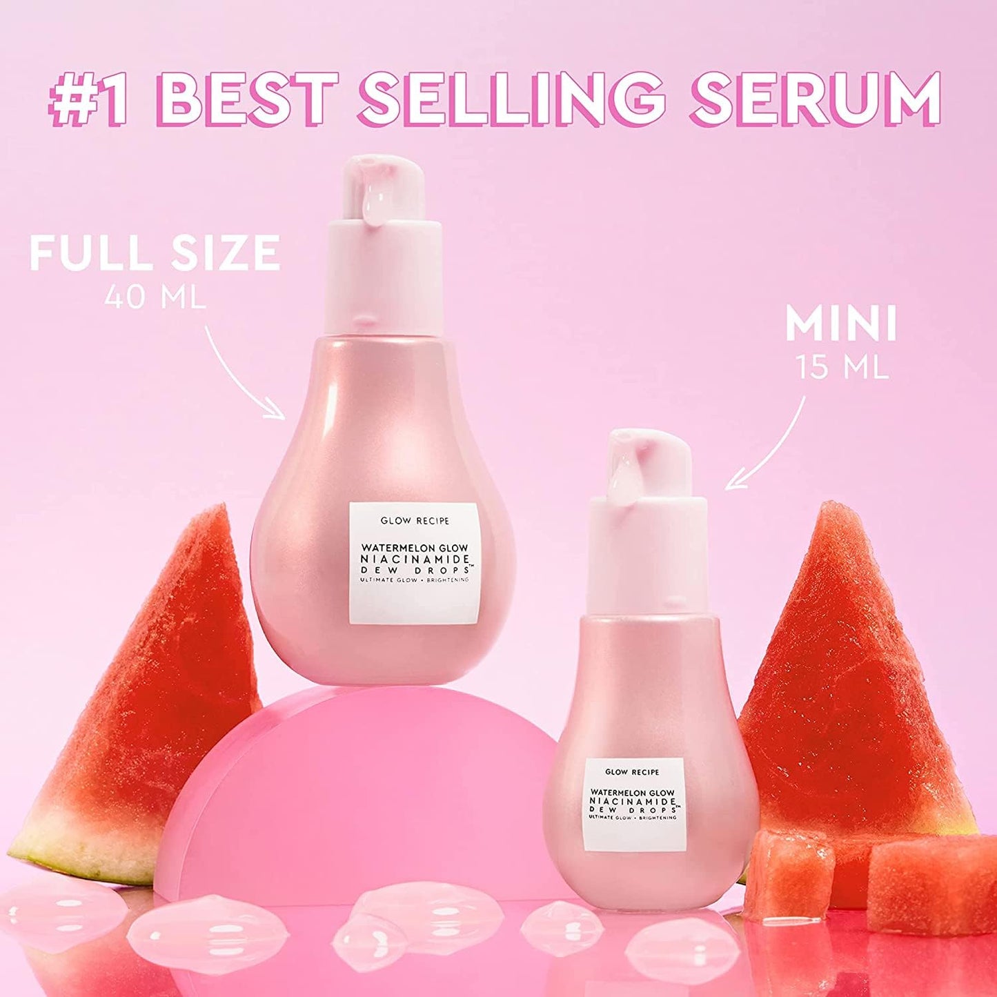 Glow Recipe Watermelon Niacinamide Dew Drops, Travel Size, Korean Niacinamide Serum Drops..