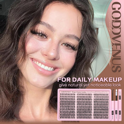 Goddvenus Lash Clusters Kit Wispy Eyelash Clusters Lashes Natural DIY Lash Extension Kit 10-16mm Cluster Eyelash Extensions Kit..