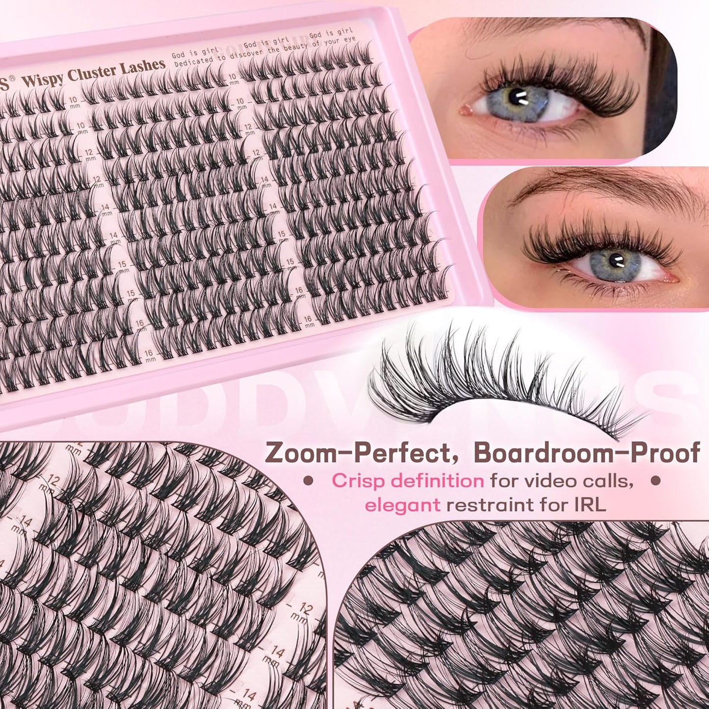 Goddvenus Lash Clusters Kit Wispy Eyelash Clusters Lashes Natural DIY Lash Extension Kit 10-16mm Cluster Eyelash Extensions Kit..