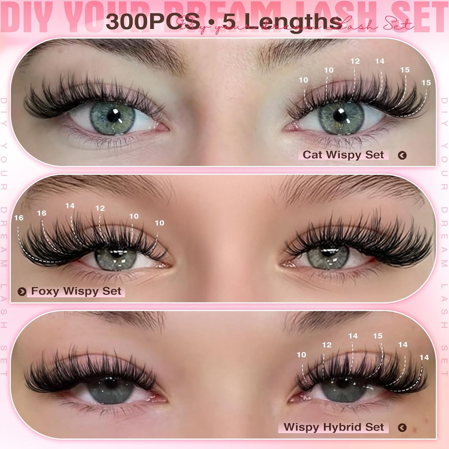 Goddvenus Lash Clusters Kit Wispy Eyelash Clusters Lashes Natural DIY Lash Extension Kit 10-16mm Cluster Eyelash Extensions Kit..