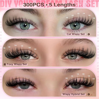 Goddvenus Lash Clusters Kit Wispy Eyelash Clusters Lashes Natural DIY Lash Extension Kit 10-16mm Cluster Eyelash Extensions Kit..