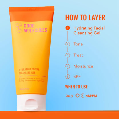 Good Molecules Hydrating Facial Cleansing Gel, Gentle Face Wash, 6.7 fl oz | Gentle daily face wash that removes impurities..