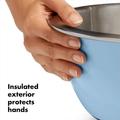OXO Good Grips 3-Piece Stainless Steel Mixing Bowl Set - Blue & Gray