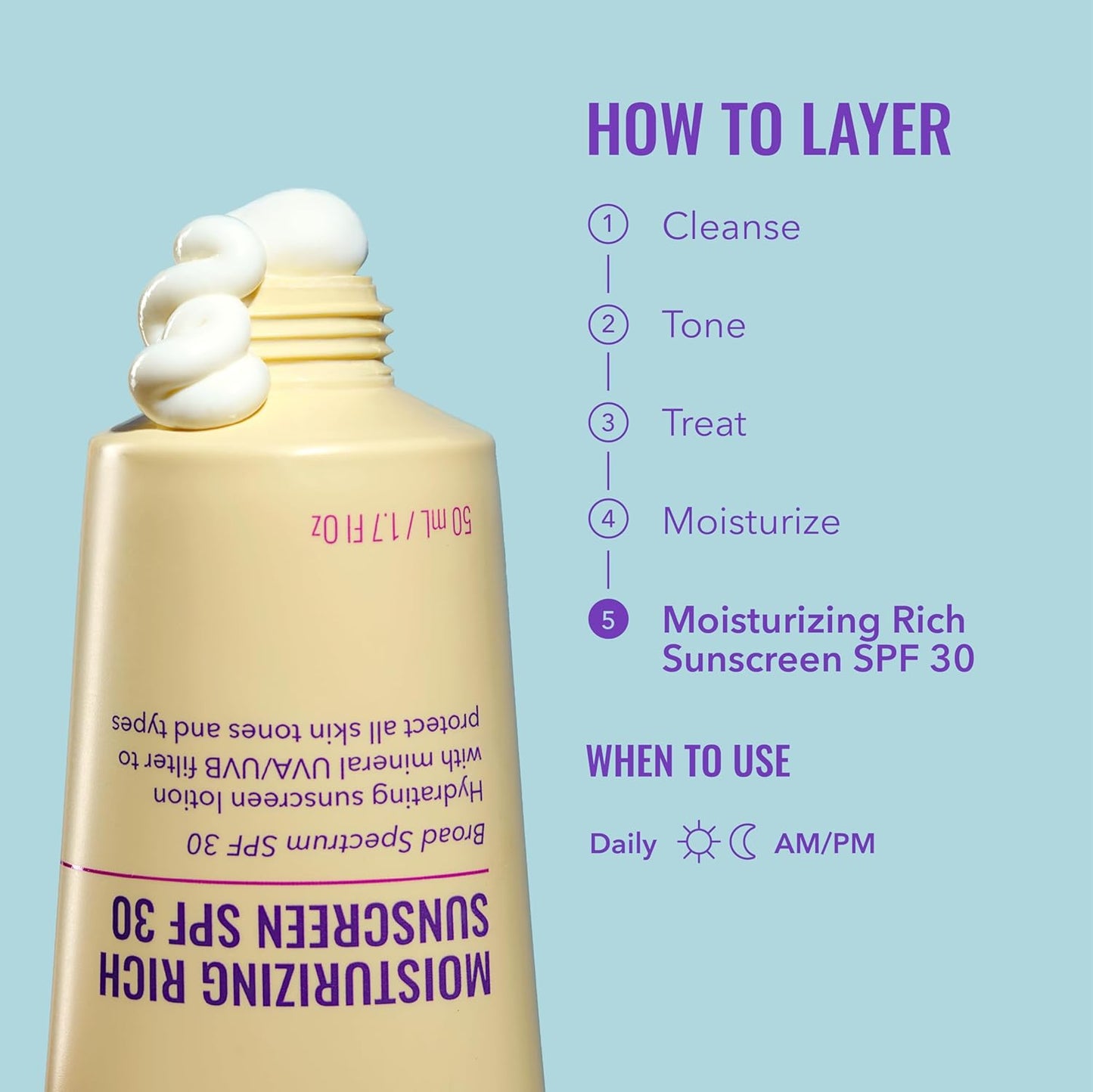 Good Molecules Moisturizing Rich Sunscreen SPF 30 – Mineral Zinc Oxide Face Sunscreen - 50 ml / 1.7 fl oz