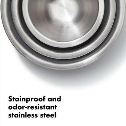 OXO Good Grips 3-Piece Stainless Steel Mixing Bowl Set - Blue & Gray