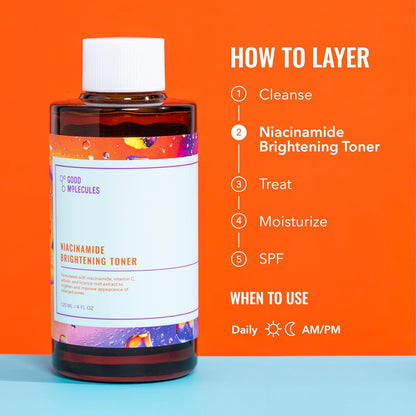 Good Molecules Niacinamide Brightening Toner - Toner for Face with Niacinamide and Arbutin for Skin Tone Balancing..