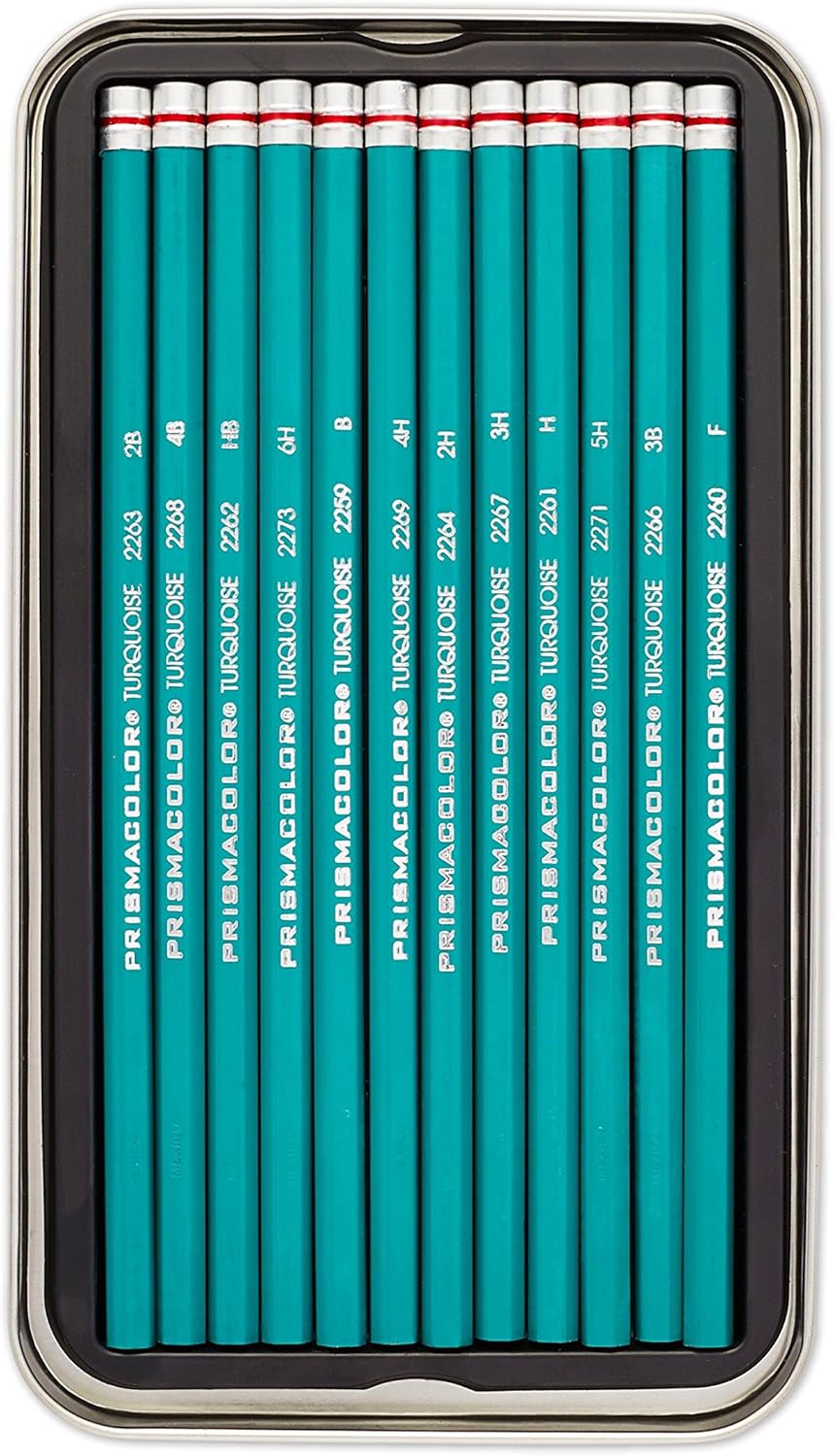 Prismacolor Premier Turquoise Graphite Sketching Pencils, Medium Leads, Adult Coloring, 12 Pack
