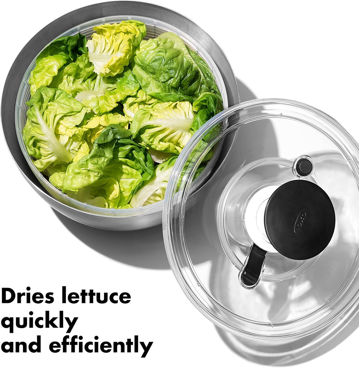 OXO Good Grips Stainless Steel Salad Spinner, Vegetable Washer - 6.22 Qt