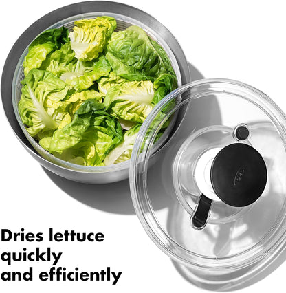 OXO Good Grips Stainless Steel Salad Spinner, Vegetable Washer - 6.22 Qt