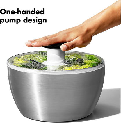 OXO Good Grips Stainless Steel Salad Spinner, Vegetable Washer - 6.22 Qt