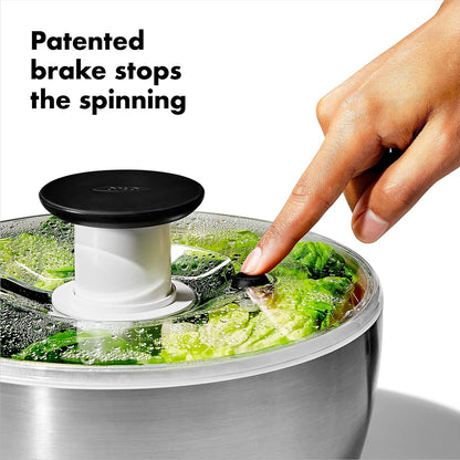OXO Good Grips Stainless Steel Salad Spinner, Vegetable Washer - 6.22 Qt