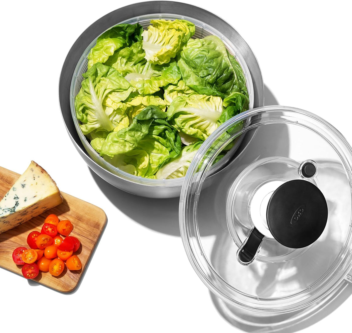 OXO Good Grips Stainless Steel Salad Spinner, Vegetable Washer - 6.22 Qt