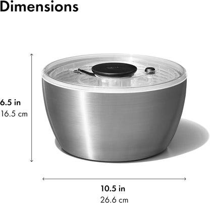OXO Good Grips Stainless Steel Salad Spinner, Vegetable Washer - 6.22 Qt