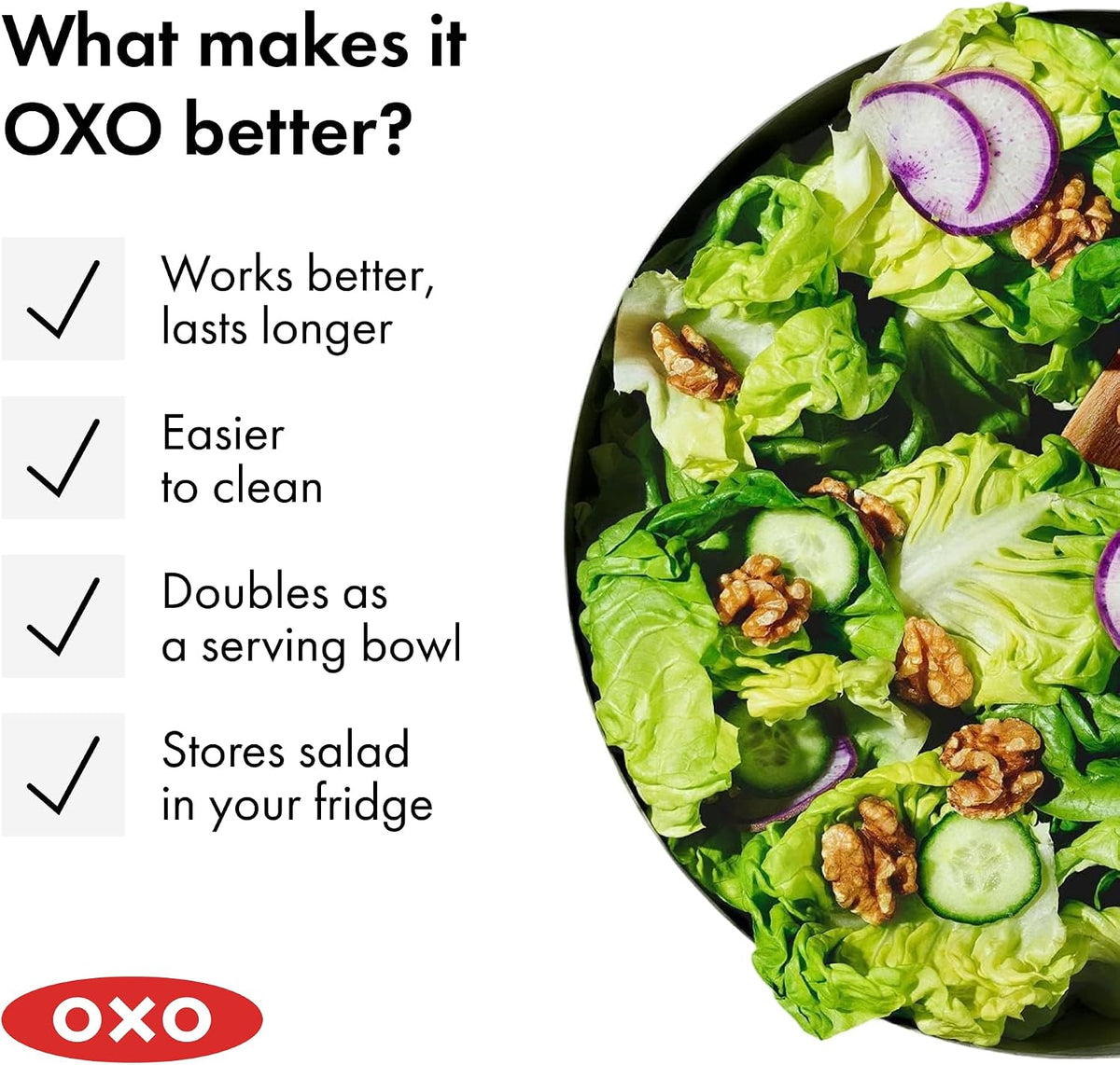 OXO Good Grips Stainless Steel Salad Spinner, Vegetable Washer - 6.22 Qt