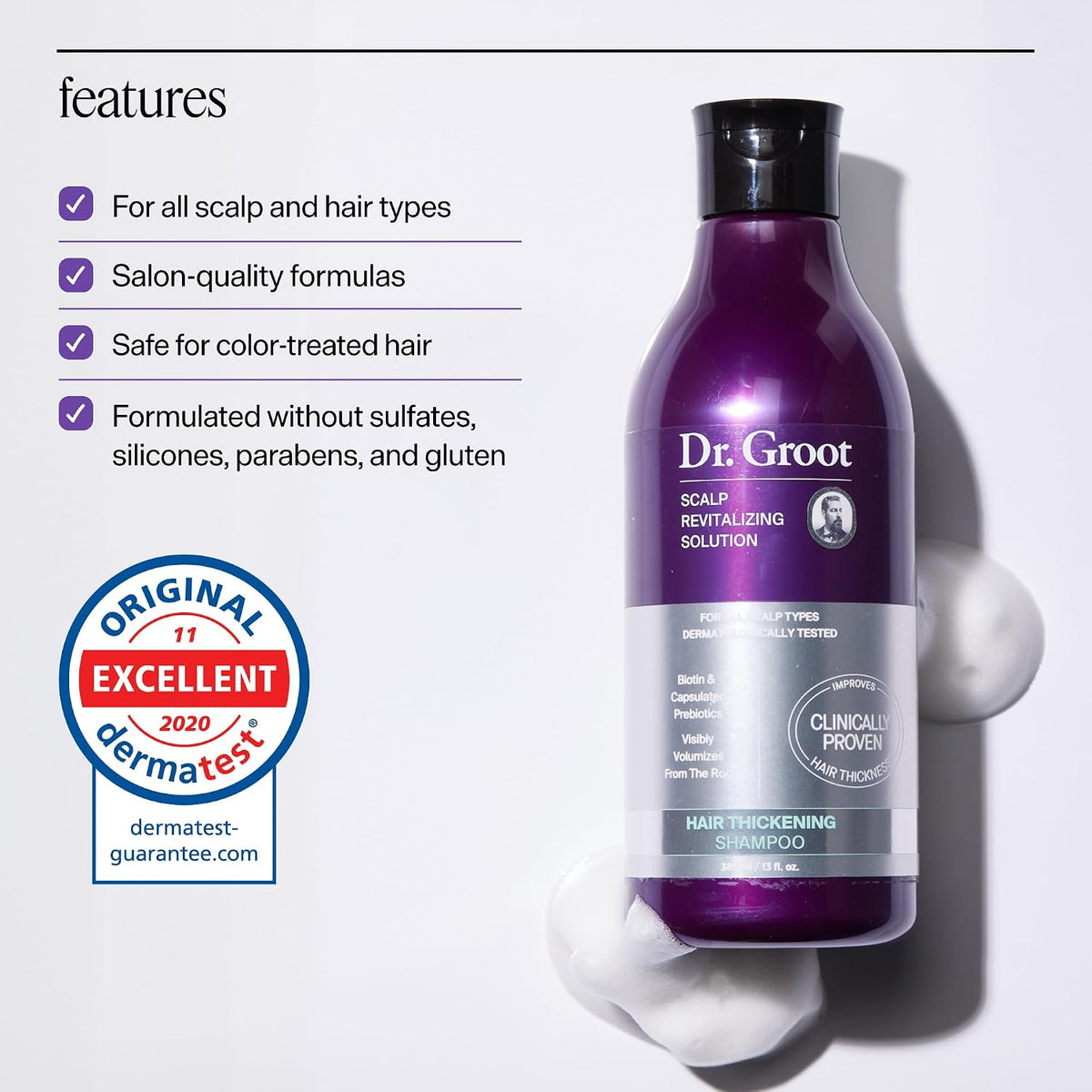 Dr. Groot Hair Thickening Shampoo, Korean Hair Care with Biotin
