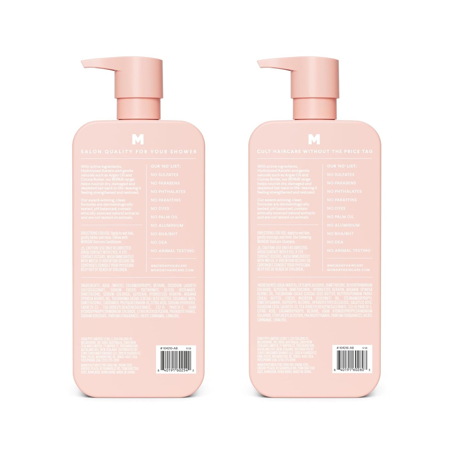 MONDAY HAIRCARE Repair Shampoo and Conditioner Set 798 ML for Dry to Damaged Hair