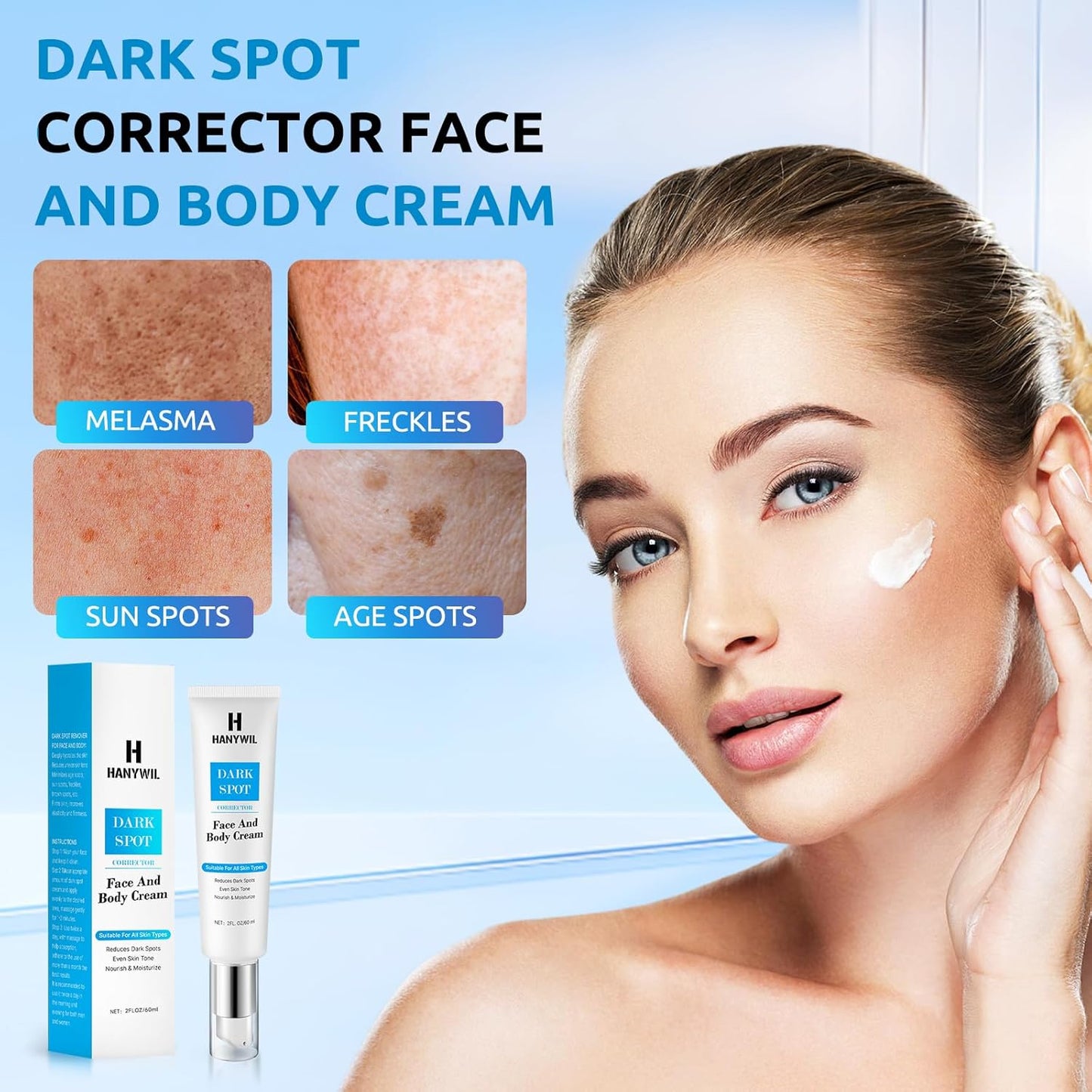 HANYWIL Dark Spot Remover for Face &amp; Body Serum-Tested Skin Tone Evenser (2.0 Fl Oz)