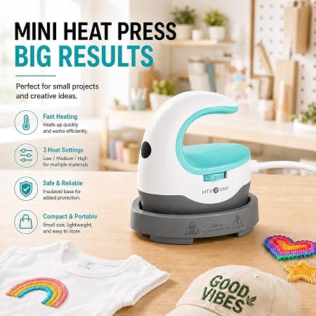 HTVRONT Heat Press Mini Heat Press Machine, Mini Iron for Crafts