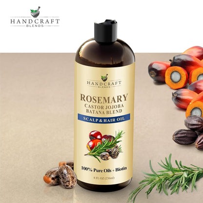 Handcraft Blends Rosemary Oil for Hair 8 Fl Oz | Nourishing Hair Oil | 100% Pure and Natural | Rosemary, Castor, Jojoba, and Batana ..
