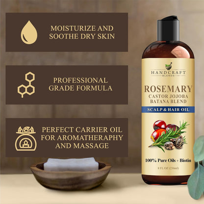 Handcraft Blends Rosemary Oil for Hair 8 Fl Oz | Nourishing Hair Oil | 100% Pure and Natural | Rosemary, Castor, Jojoba, and Batana ..