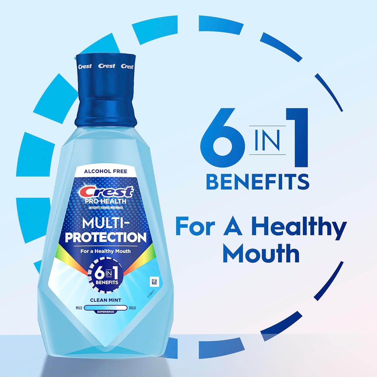 Crest Pro Health Advanced Multi-Protection Mouthwash, Alcohol Free, Extra Deep Clean Fresh Mint, 500 mL (16.9 Fl Oz), Pack of 4