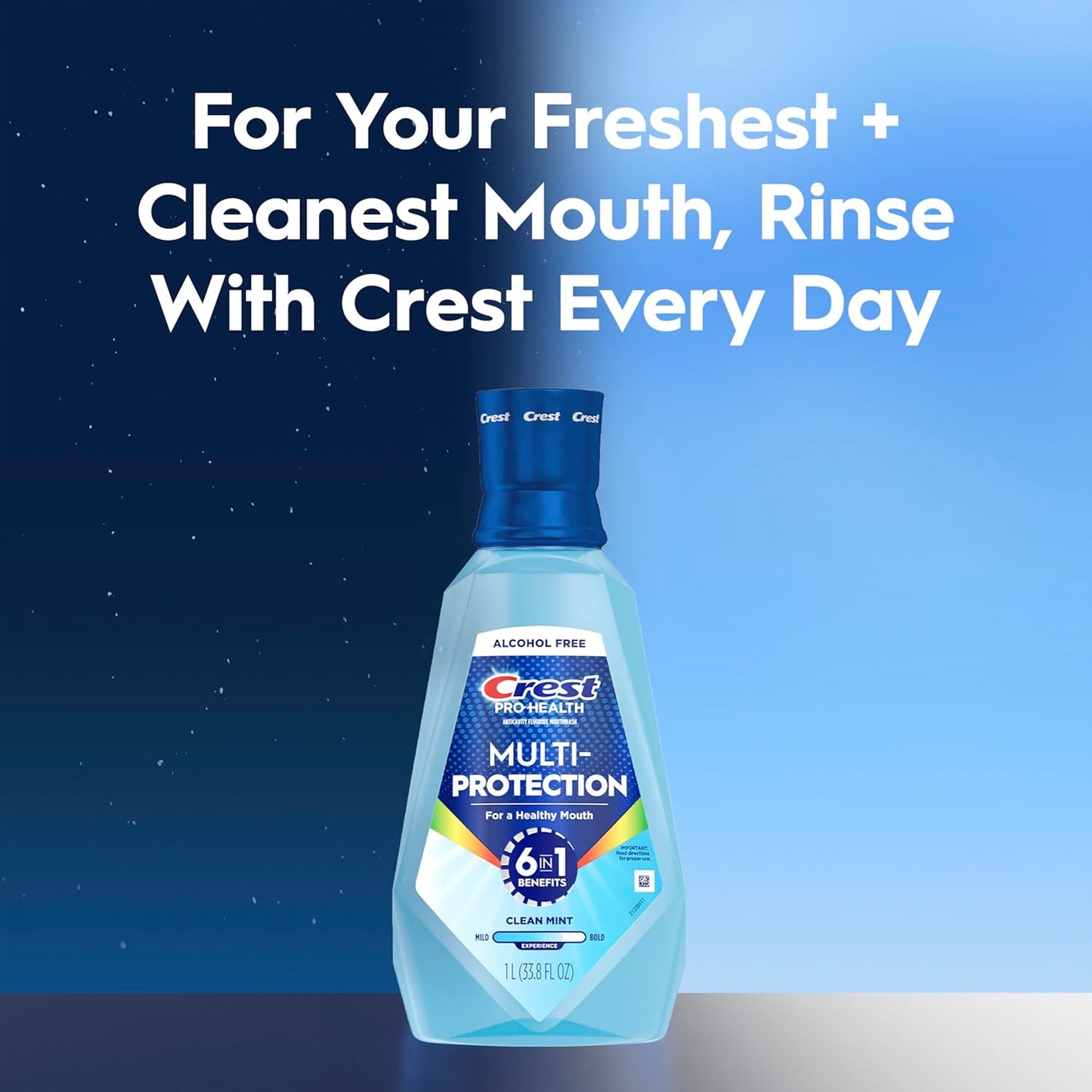 Crest Pro Health Advanced Multi-Protection Mouthwash, Alcohol Free, Extra Deep Clean Fresh Mint, 500 mL (16.9 Fl Oz), Pack of 4