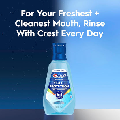 Crest Pro Health Advanced Multi-Protection Mouthwash, Alcohol Free, Extra Deep Clean Fresh Mint, 500 mL (16.9 Fl Oz), Pack of 4