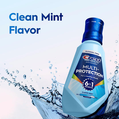 Crest Pro Health Advanced Multi-Protection Mouthwash, Alcohol Free, Extra Deep Clean Fresh Mint, 500 mL (16.9 Fl Oz), Pack of 4