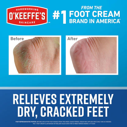 O'Keeffe's Healthy Feet Foot Cream, 3.2 oz Jar, 1-Pack For Extreme Dryness | Repairs Extremely Cracked, Dry Feet..