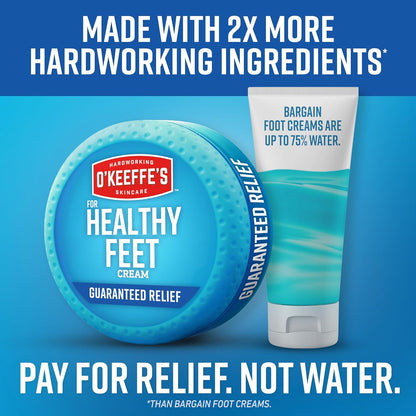 O'Keeffe's Healthy Feet Foot Cream, 3.2 oz Jar, 1-Pack For Extreme Dryness | Repairs Extremely Cracked, Dry Feet..