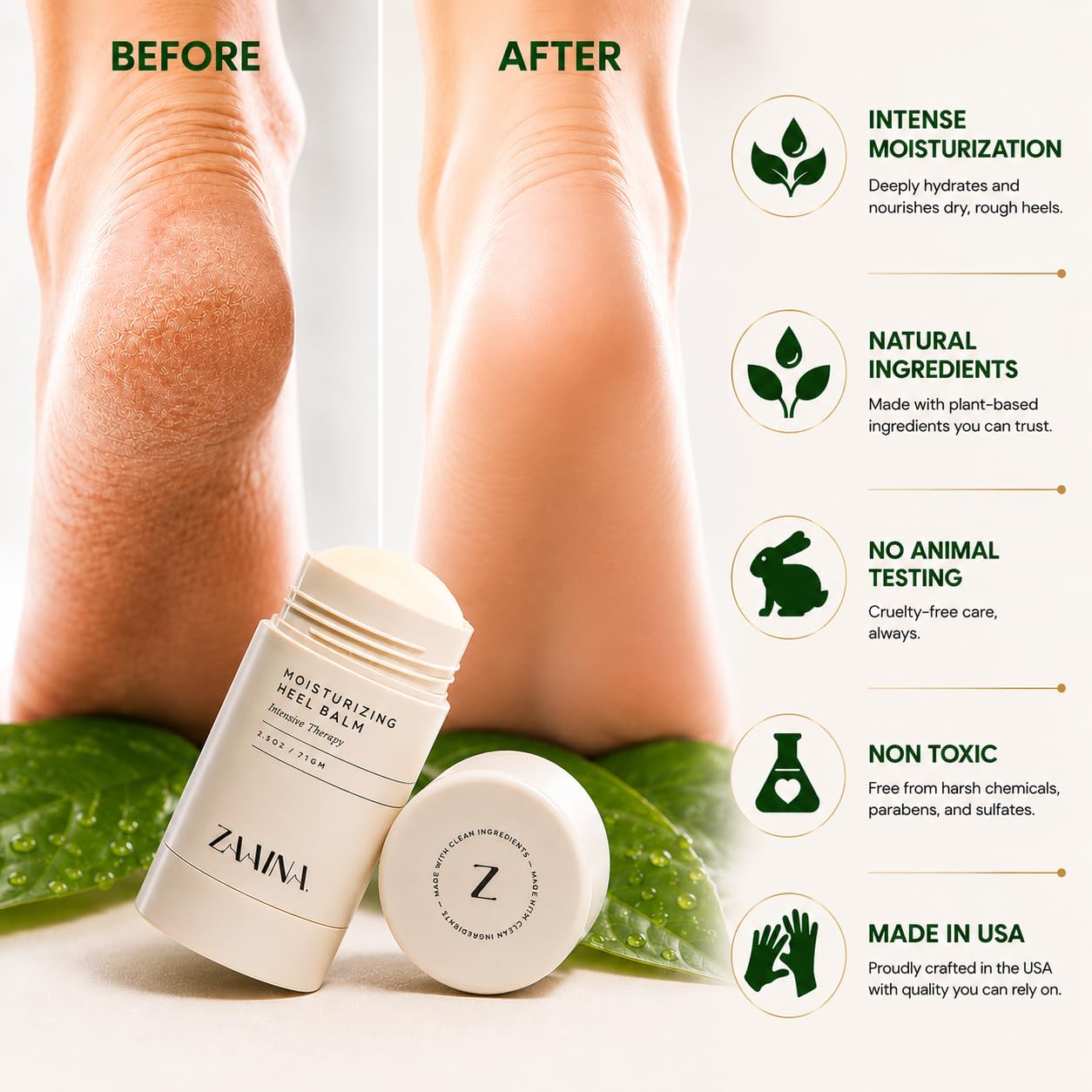Heel Balm Stick for Dry Cracked Feet &amp; Calluses – Foot Repair Cream for Cracked Heels, Moisturizing Foot Balm with Shea Butter..