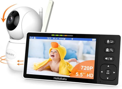 HelloBaby 720P 5.5” HD Baby Monitor with Camera and Audio No WiFi