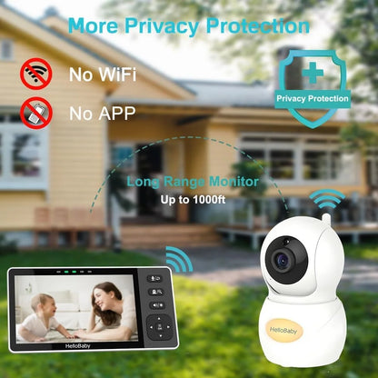 HelloBaby 720P 5.5” HD Baby Monitor with Camera and Audio No WiFi