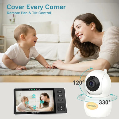 HelloBaby 720P 5.5” HD Baby Monitor with Camera and Audio No WiFi
