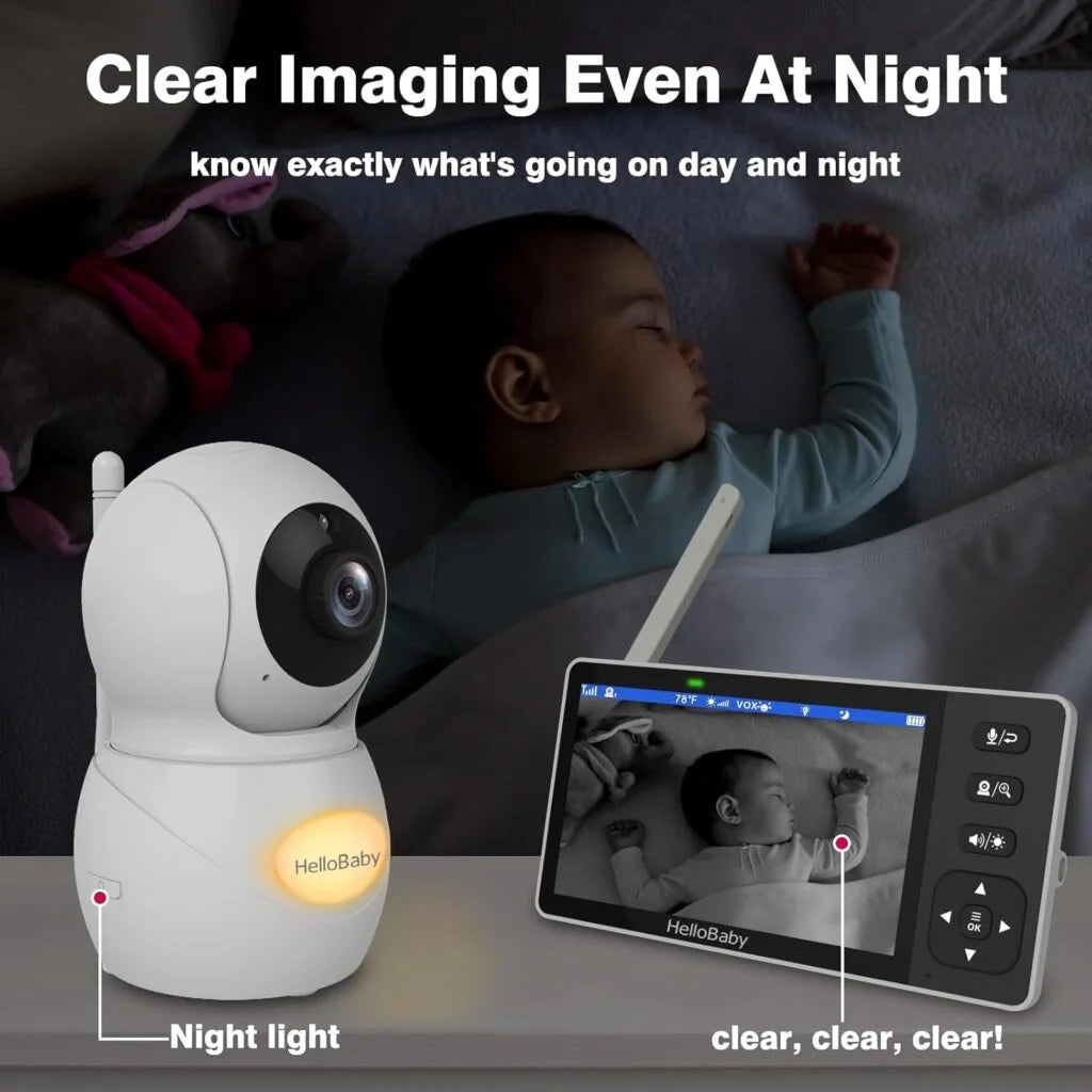 HelloBaby 720P 5.5” HD Baby Monitor with Camera and Audio No WiFi