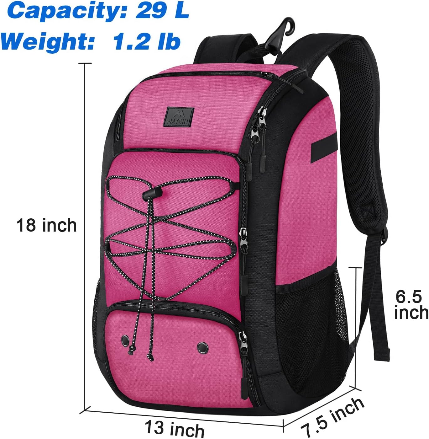 MATEIN Baseball Backpack, Softball Bat Bag with Shoes Compartment for Youth (Pink-Black)